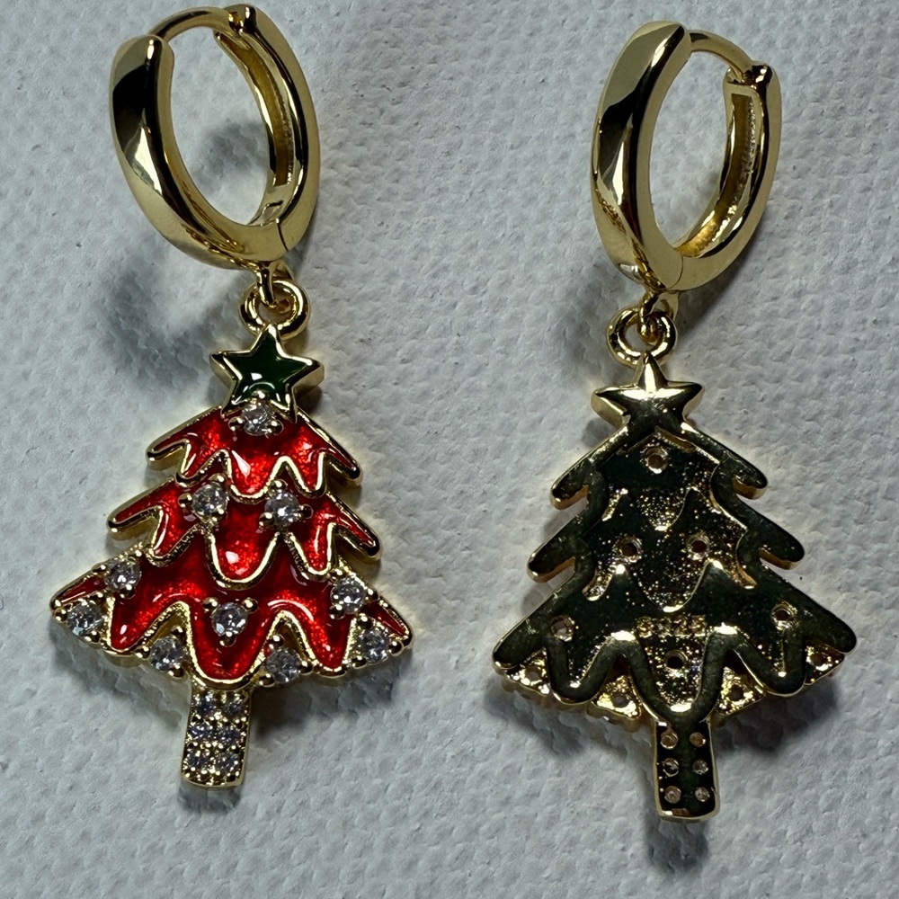 Anthropologie Sterling Silver 925 Gold plated 
Festive Tree Earrings - Picture 5 of 7